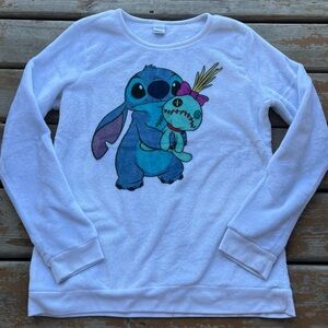 Disney White Soft Stitch Pullover Sweater - Size XL